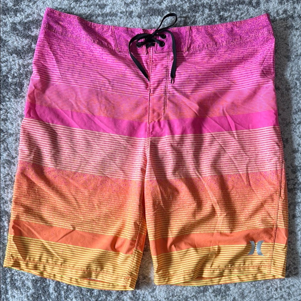 Hurley Men's Pink and Orange Swim Shorts
